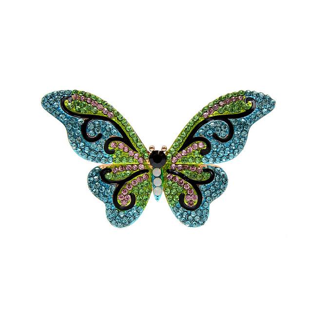 New Arrival Rhinestone Omber Color Blue Butterfly Brooches For Women Insect Pin Winter Design Fashion Jewelry