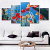 5 Pieces Modular Canvas Painting Flowers Tulips Flower Garden Wallpaper Modern Home Decor Wall Art Living Room Picture Work No Frame