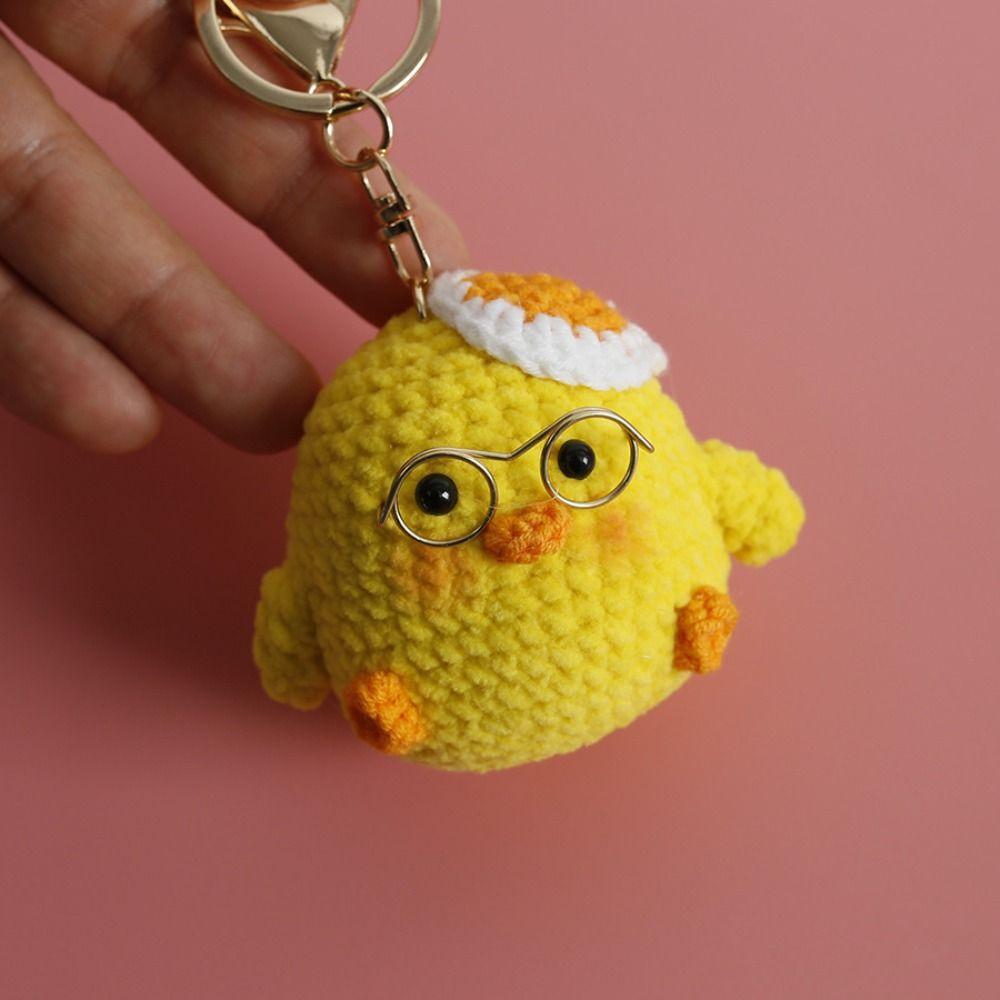 Funny Goose Duck Doll Pendant Cute Cartoon Knitting Keyring Fashion Crochet Keychains Car Key Ring