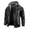 Men's Leather Jacket Motorcycle Slim Fit Hooded PU Coat Top Autumn Winter Casual Windproof Men's Clothing