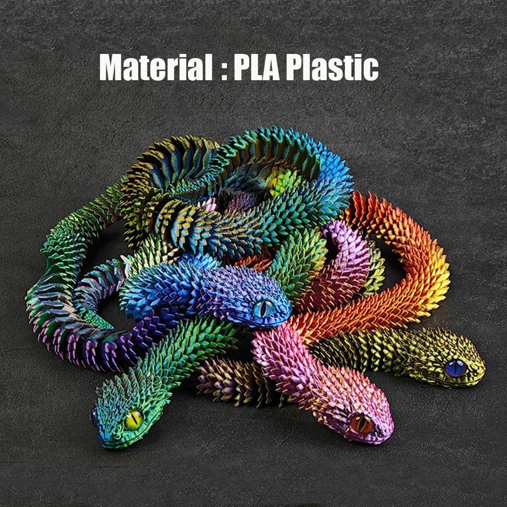60Cm 3D Printed Snake Rotatable Joints Snake Figurines Creative Home Office Desktop Crafts Ornament New Year Crafts Gift