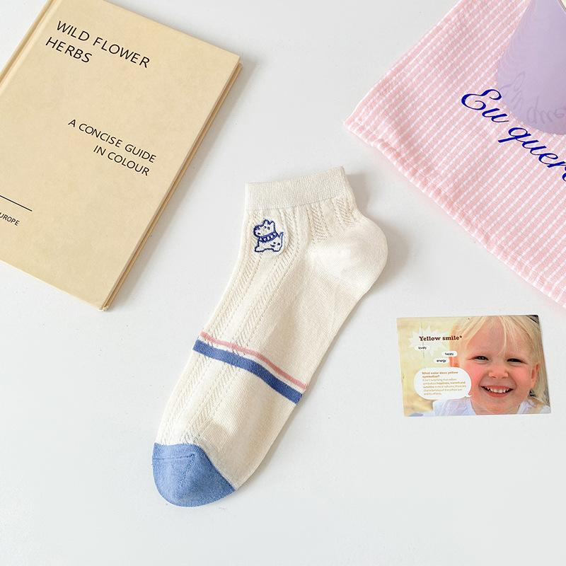 Женские весенне-летние короткие хлопковые носки, дышащие носки-лодочки, впитывающие пот сетчатые носки, летние тонкие мультяшные короткие носки для девочек, тренд