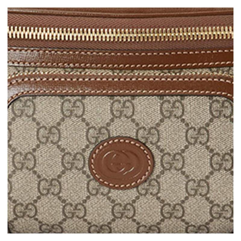 Gucci GG Supreme с логотипом Double G, застежка-молния, регулируемый плечевой ремень, холщовая поясная сумка, большой размер, мужская, коричнево-бежевая