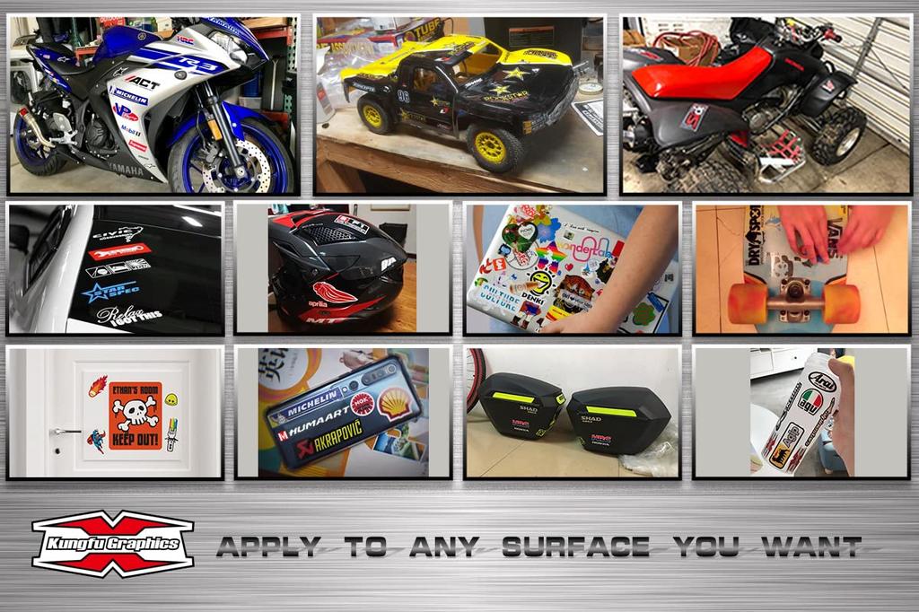 Лист микронаклейки с логотипом спонсора гоночной команды Kungfu Graphics, белый