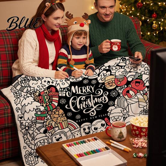 Holiday Party Activities for Groups Christmas DIY Coloring Blanket Kids Adults, Color Your Own Throw Blanket, 39.4" x Educational Drawing Toys