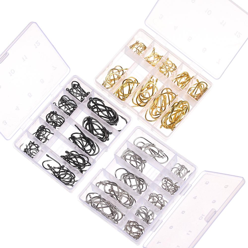 100Pcs 1 Box High Quality 10 Sizes 3# - 12# Fish Bait Fishing Hooks Durable Head Fishook