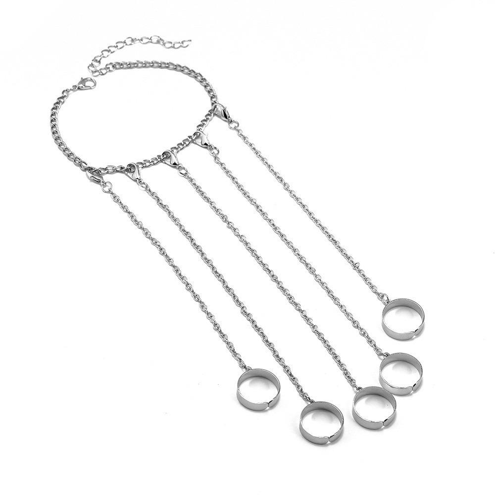 Detachable Punk Bracelet Ring Gothic Finger Chain Cool Design Open Chains Rings  Rave