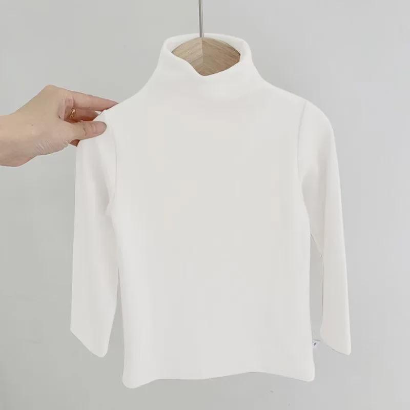 Детский бархатный топ с полувысоким воротником и длинными рукавами на осень и зиму