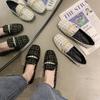 Women's Spring and Summer Square-headed Flat Shoes Korean Version Versatile Beaded Decorative Shallow Flat Heel Cloth Shoes