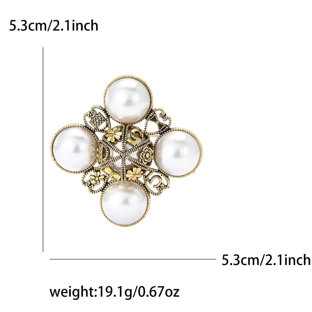 Винтажная брошь из сплава в стиле барокко с жемчугом, модная брошь для дамской одежды, украшение для корсажа