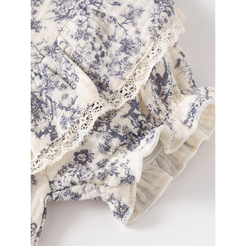 New Chinese-Style Ink Painting Design Romper for Young Girls, Fashionable and Versatile Summer Style, Exquisite One-Piece Crawling Suit