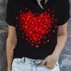 Summer Round Neck 3D Heart Graphic Print Top Fashionable Casual Short Sleeved Women's T-shirts
