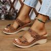 Fashion Women Slippers Plus Size Women's Shoes Retro Roman Sandals Women Pu Casual Flower Wedge Sandals Platform Slippers