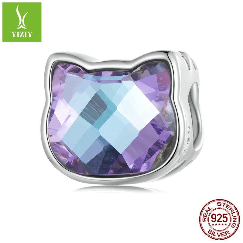 Серебряные бусины Ziyun «Цветной кот» из серебра 925 пробы – Милые питомцы, бусины для браслета «Сделай сам» SCC2469