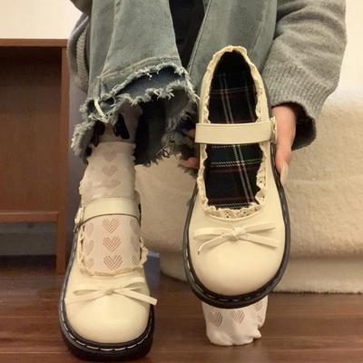 Туфли Лолита с бантом-бабочкой Женские кожаные туфли с неглубоким круглым носком Женские лаконичные туфли Мэри Джейн в уличном стиле для колледжа