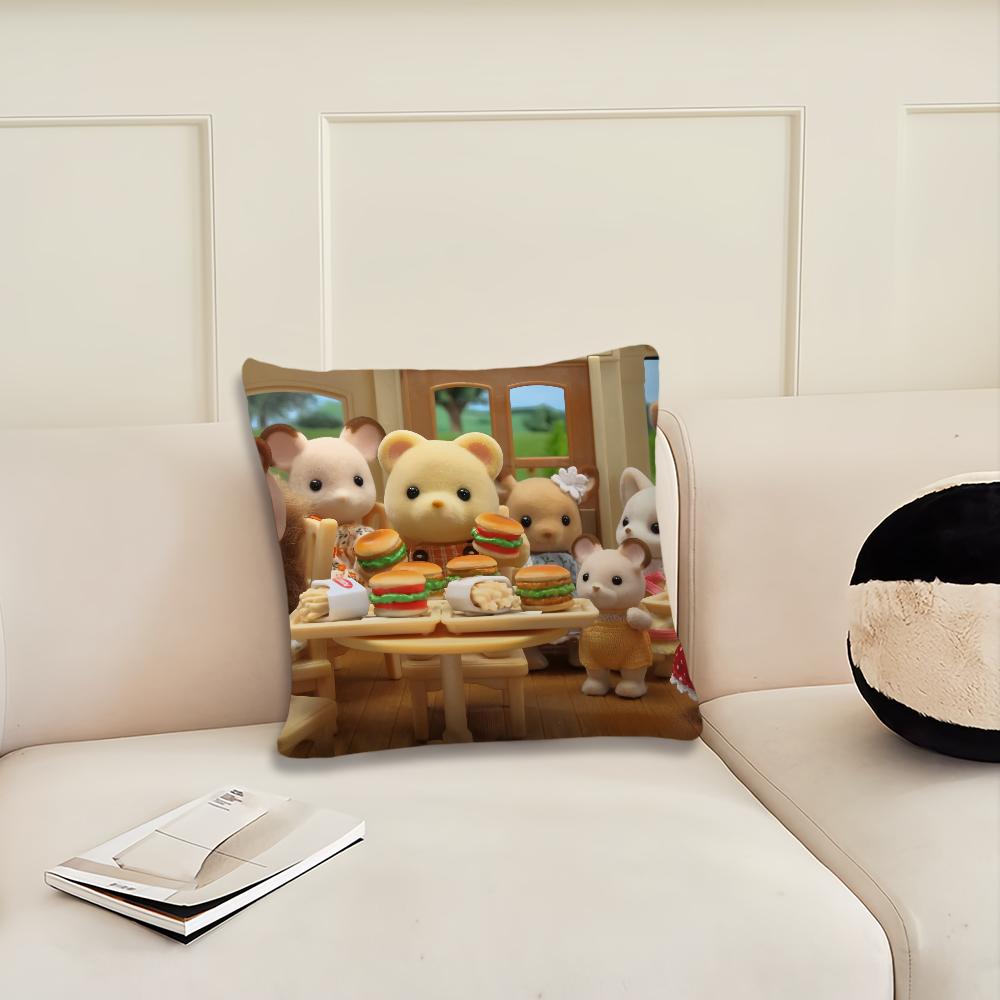 Милая мультяшная наволочка с S-Sylvanian family Подушка для гостиной Изголовье Офисная подушка Подушка для спальни Наволочка для подушки для дивана для сна