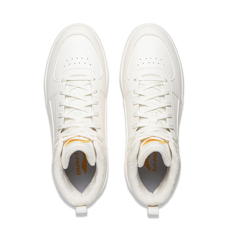 Men's Sneakers Li-Ning Skate Shoes Men's High-top Mist White (Fleece-Lined)