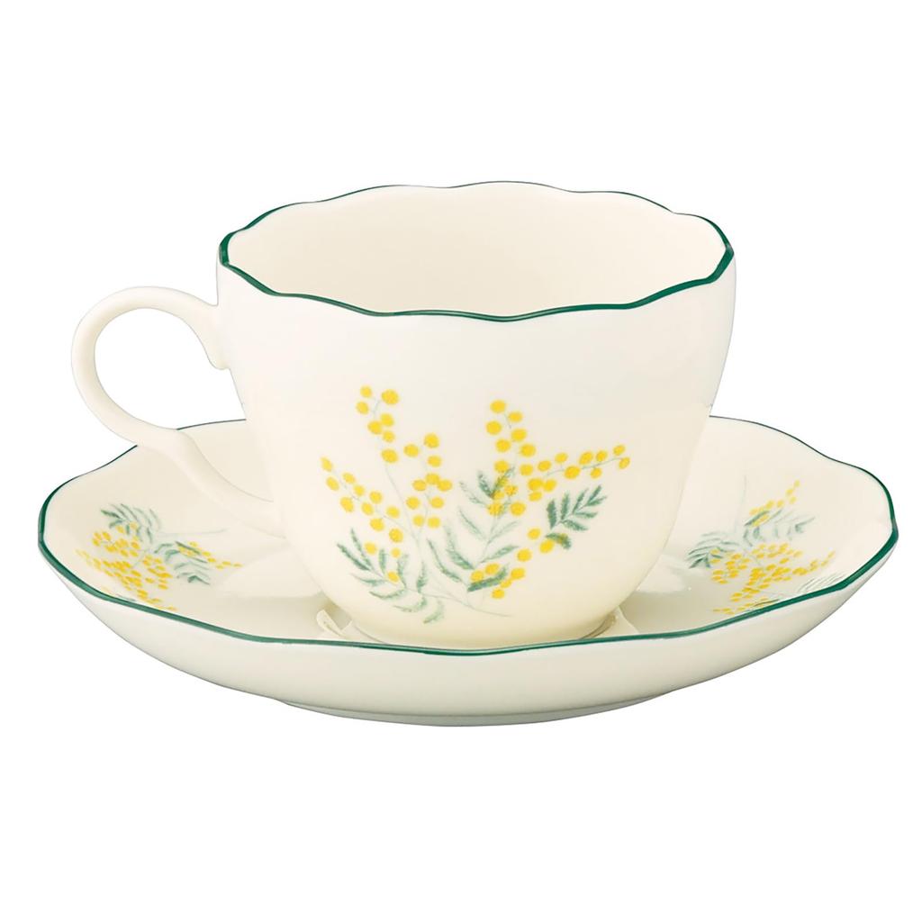 Yamaka Shoten x Mimosa Пара чайных чашек и 9 x Hibiya Kadan День рождения Сделано в HIBIYA-KADAN "Язык цветов и тюльпан" Блюдца, 230 мл, Диаметр