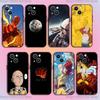 Чехол для телефона One P-Punch Man Saitama для iPhone 16,15,14,13,12,11,Pro,XS,Max,XR,Plus,E,SE4,Mini Черная мягкая обложка