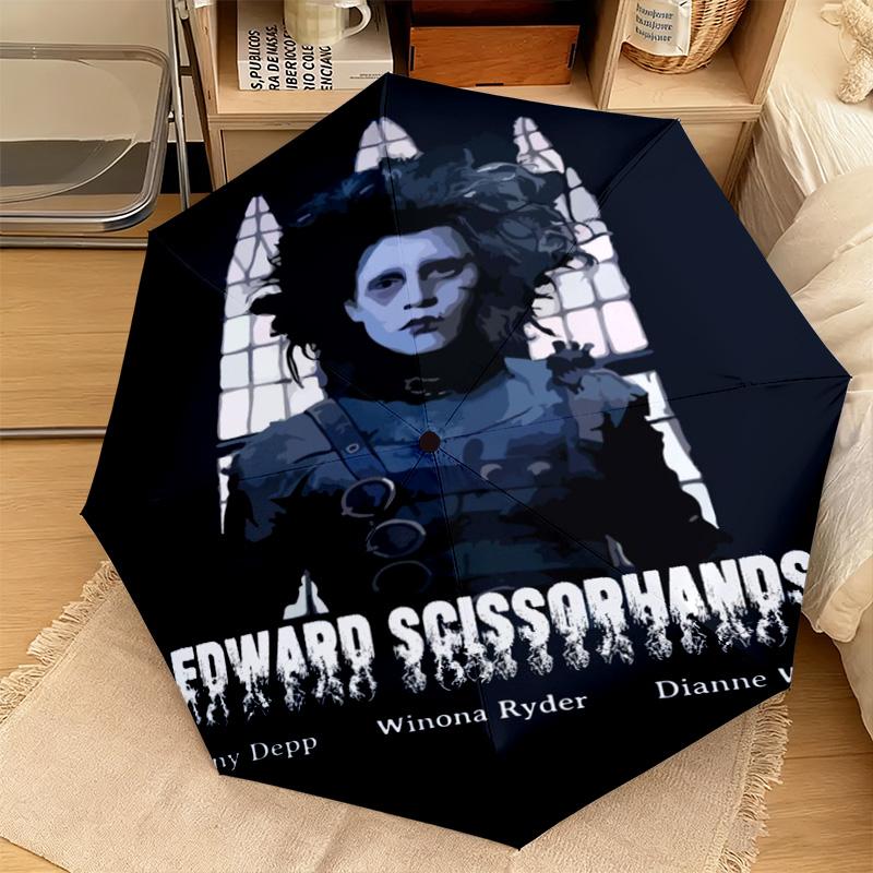 1PC Edward Scissorhands Mugshot Automatic Umbrella - Suitable Travel Outdoor Portable Umbrella Birthday Gift Daily Essentials