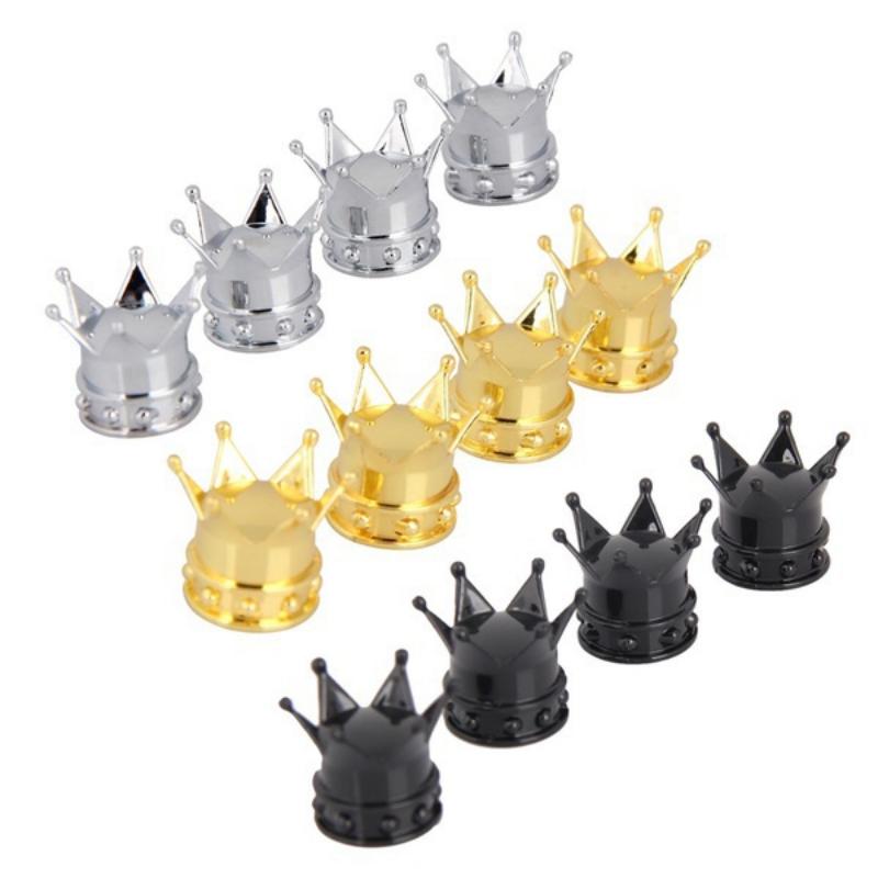 4PCS Crown Bicycle Tyre Valve Caps Wheel Stem Air Valve Caps for Auto Truck Bike Car Cycling Accessories