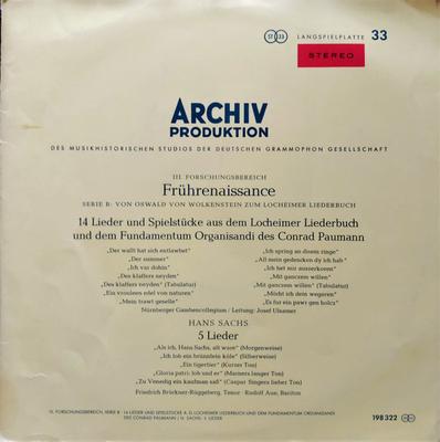 Виниловая пластинка CONRAD PAUMANN HANS SACHS JOSEF ULS 14 Песен и Пьес Из L 198322 ARCHIV 1964 Германия Классика Б/у