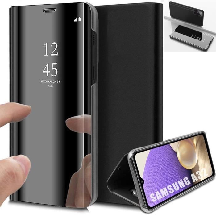 Coque de Protection - PROSHOP - pour Samsung Galaxy A32 5G - Effet Miroir - Noir - Fenêtre Translucide
