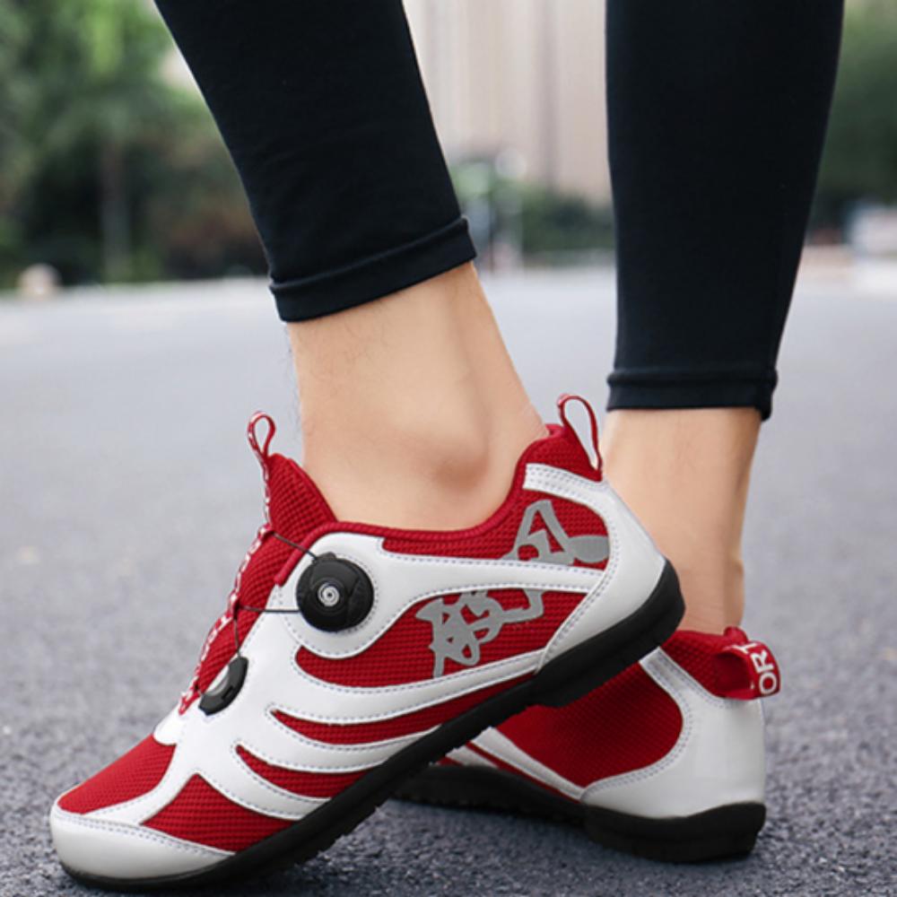 Велосипедные туфли с открытой резиновой подошвой и вращающимися кнопками для мужчин и женщин, низкие сетчатые велосипедные туфли из ткани