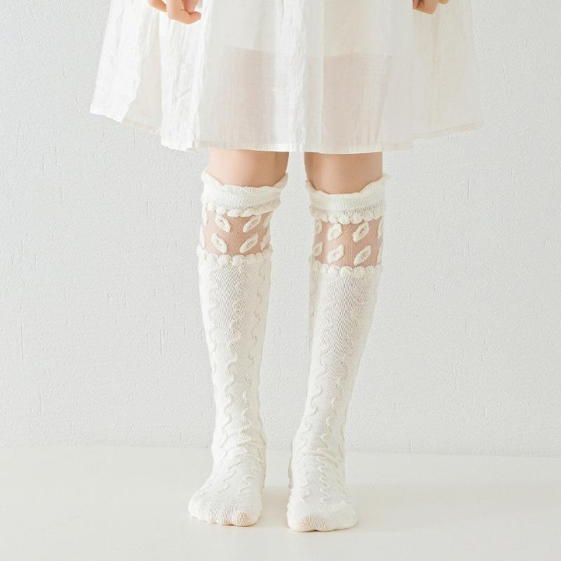 Милые японские белые носки принцессы из телячьей шерсти для девочек, бежевые цветочные мягкие хлопковые школьные носки для весны и осени