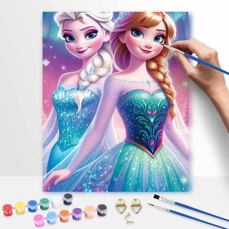 Disney Эльза и Анна масляная живопись painting art ручная работа diy painting домашний декор подарок