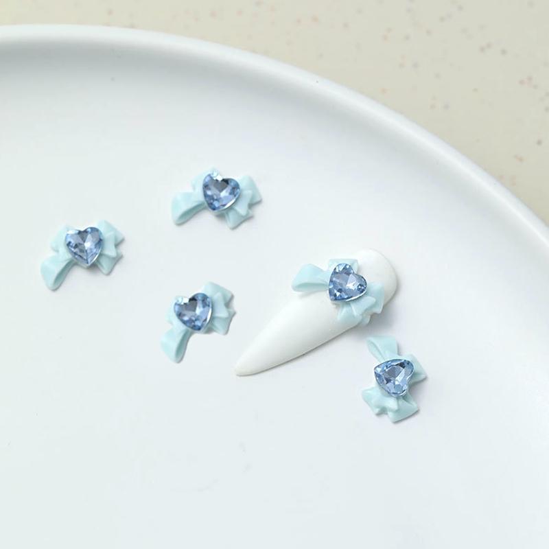 5 шт. DIY украшения для ногтей 3D лента бант блестящие кристаллы любящее сердце сверла для ногтей для маникюра дизайн аксессуар