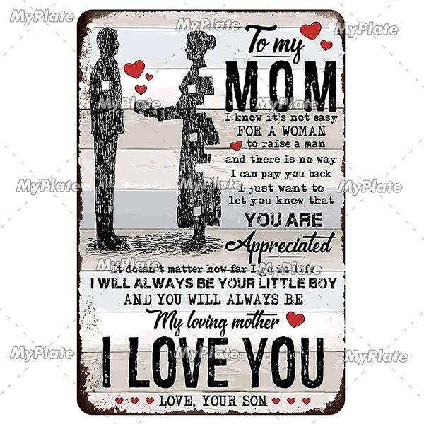 Vintage To My Mom Metal Sign Love Tin Sign Decoration Plaque Home Wall Decor Bar Sign Home Decor Poster Drop Shipping
