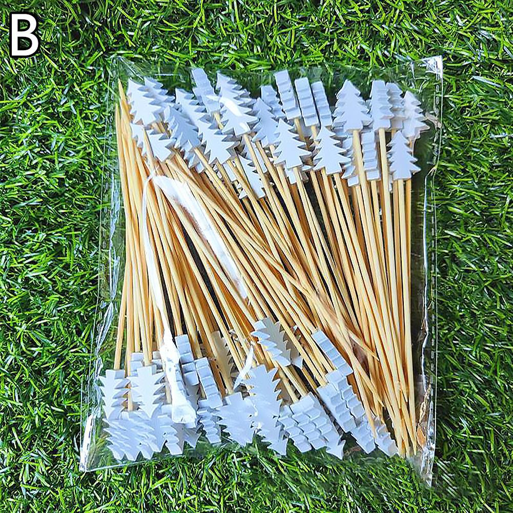 50 Count Bamboo Appetizer Picks Santa Theme Party Toothpicks For Holiday Fruit Salad Dessert Buffet Table Decorations