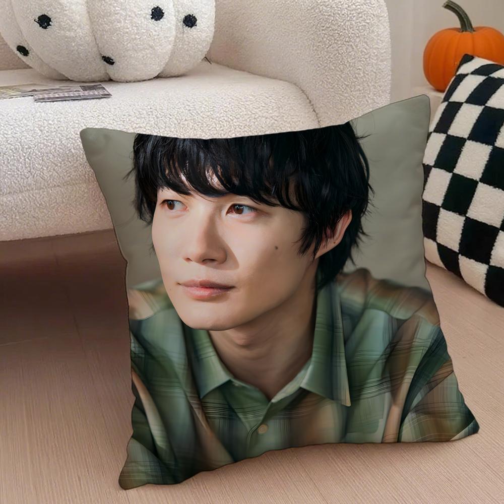 Japanese celebrity actor KKamiki Ryunosuke Cushion Cover Throw Pillow Cover Hidden Button Durable Polyester Chair Cushion