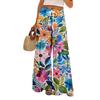 Women's Loose Casual Floral Print Wide Leg Pants With Elastic Waist Drawstring And Pocket Pants