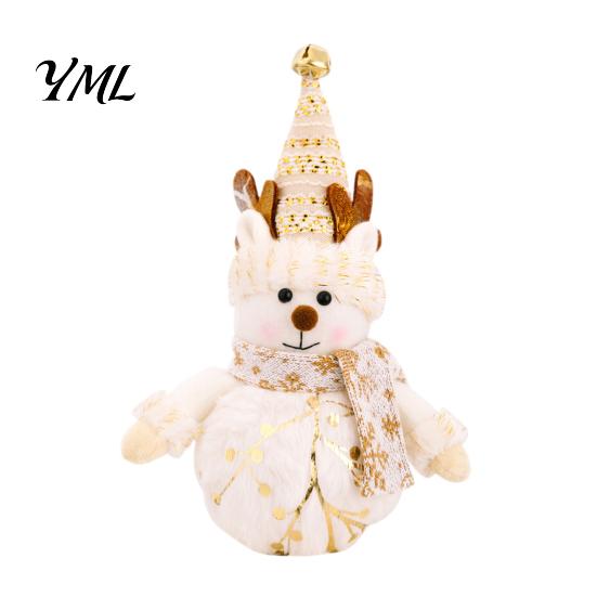 Plush Santa Claus Doll Christmas LED Ornaments, Light Up Elk Snowman Tabletop Decor Decoration, Cute Stuffed Toy for Table Holiday Party Tree Figurine