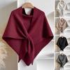Women Shawl Wraps Solid Color Winter Neck Warm Knitted Cardigan Cape Imitation Wool Cashmere Shoulder Poncho Coat Shawl Scarf