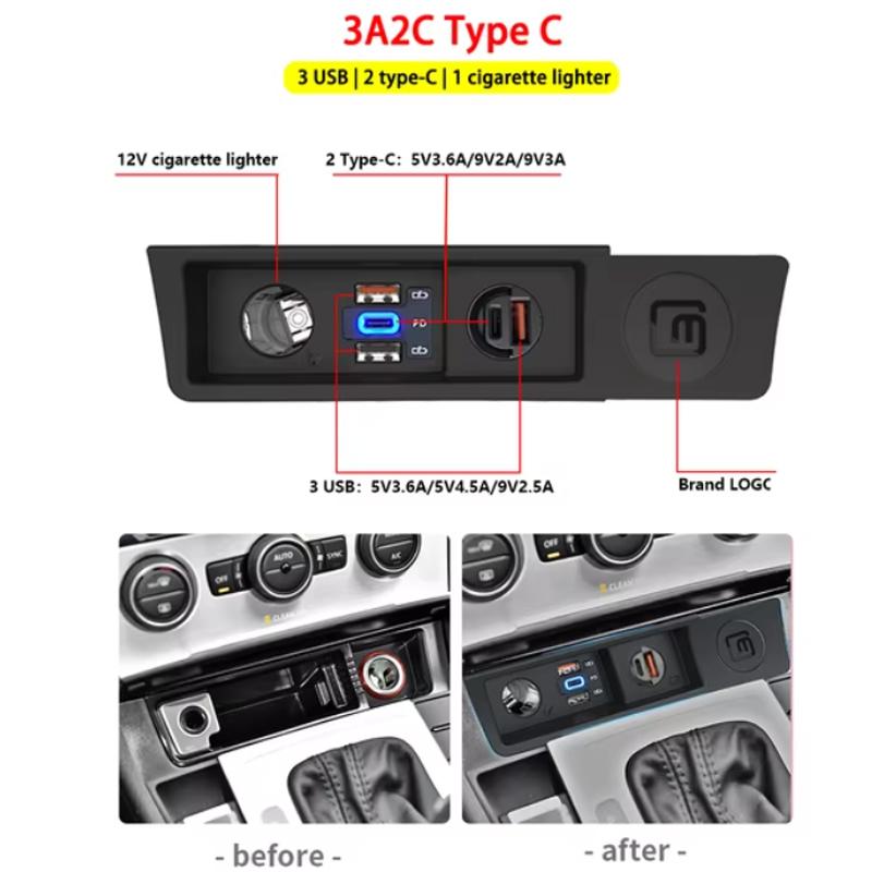 Новое автомобильное зарядное устройство для Volkswagen Passat B6 B7 CC R36 Разветвитель прикуривателя USB Быстрая зарядка в 2025