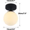 KCO Lighting Потолочный светильник в стиле мид-сенчури модерн, полувстраиваемый, с белым шаром, потолочный светильник, потолочный светильник в стиле кантри, черный, из молочного стекла