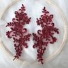 2 Pcs Embroidery Lace Applique Sewing Flower Fabric Collar Patch Motif Wedding Gown Dress Bridal DIY Crafts for Daily Wear Tailor Shops