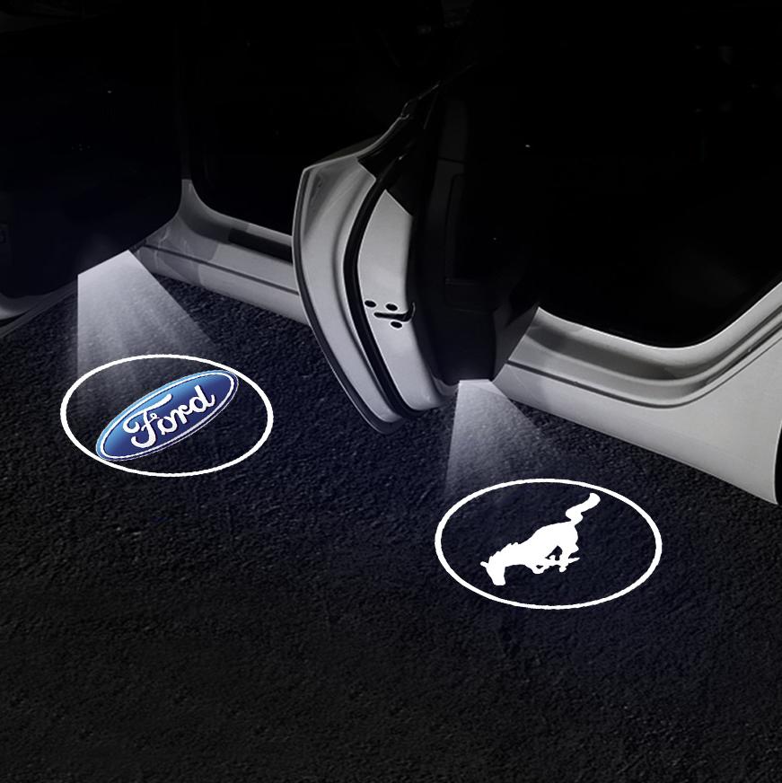 1/2pcs LED Car Logo Door Welcome Light Wireless Projector Lamp For Ford Mustang Kuga Focus Puma Fiesta Fusion Edge Accessories