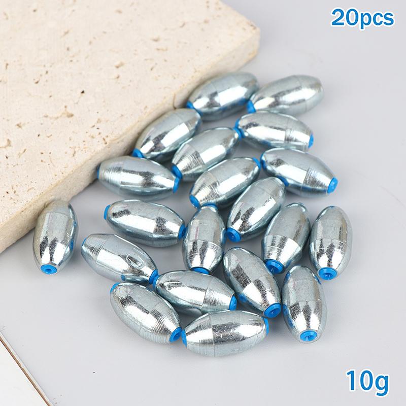 20Pcs Alloy Hollow Olive Fishing Sinkers3/ 4/6/8/10/12/15g Wax Coating Steel Fishing Weights Fishing Weight Accessories