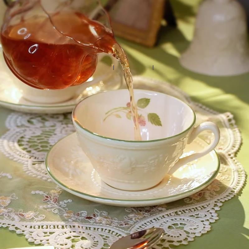 Wedgwood Joyful Holiday Raspberry Embossed Coffee Cup Set