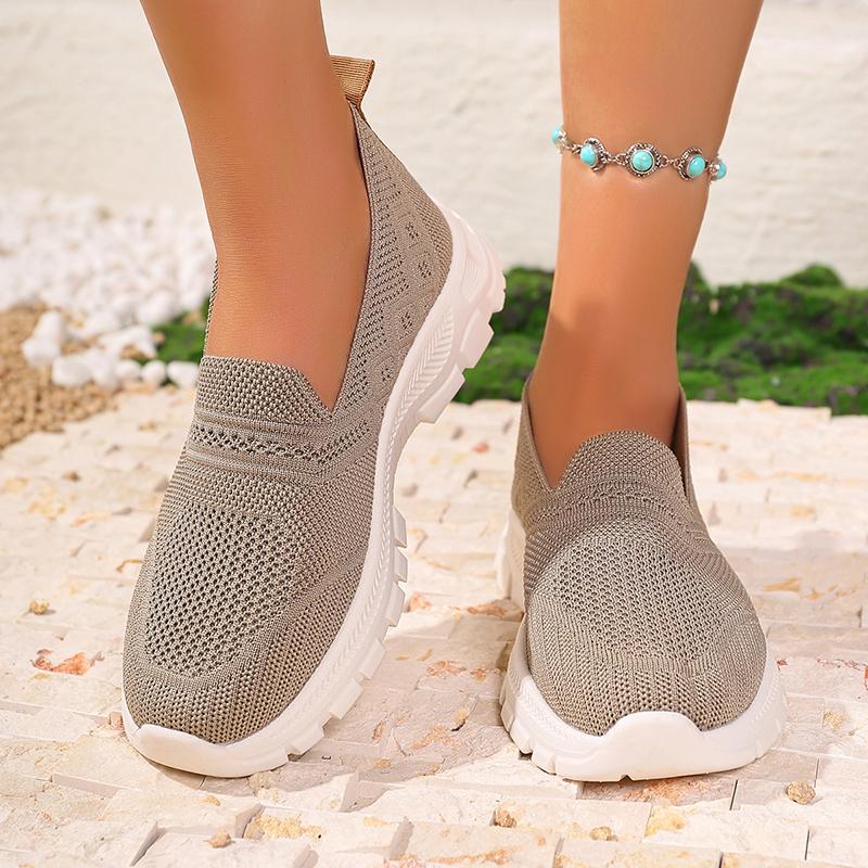 Fashion Breathable Mesh Platform Sneakers Women Summer Slip-On Comfort Soft Sole Sports Shoes Ladies Flat Heel Non-Slip Casual Shoes