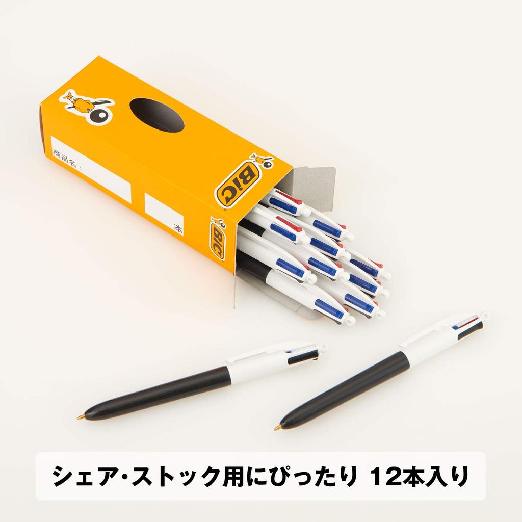 Bic Ballpoint Multicolor Black 12 4CPRO10BLK 4-Color Pen, PRO, 1.0mm, Barrel, Pens,