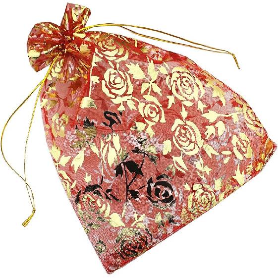 QIANHAILIZZ 100 шт. 18x23 см Мешочки с завязками Цветок Сердце Органза Мешочек для украшений Подарочный мешочек Мешочек для конфет Мешочки с завязками для свадебных сувениров (золотое сердце)