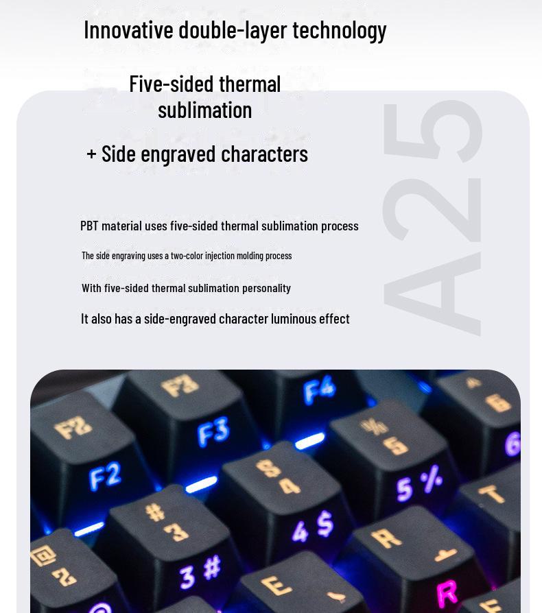 Гравированные колпачки для ключей LEOBOG: Оригинальная высота, пятисторонний сублимационный материал PBT, персонализированные колпачки для клавиатуры, полный малый набор.