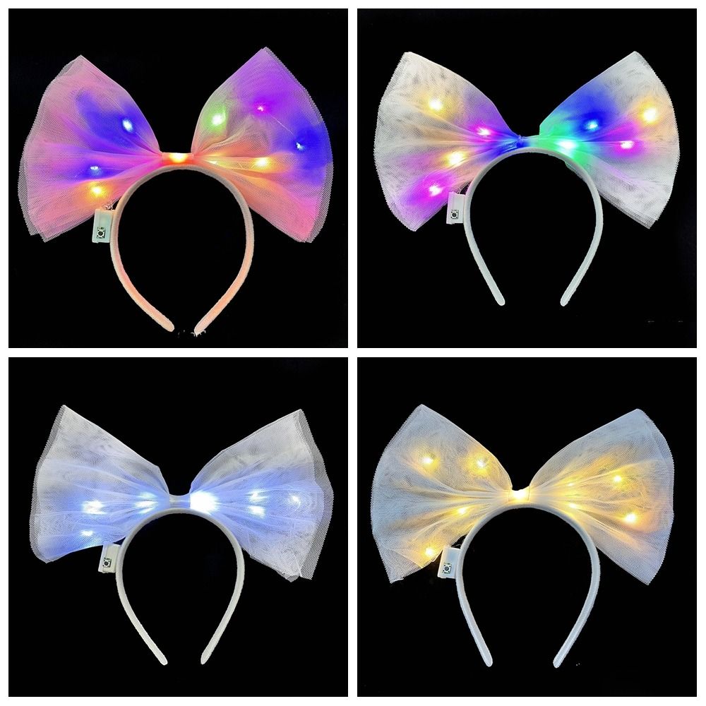 Светящаяся повязка на голову с бантом, новогоднее украшение, светодиодная повязка на голову с бантом, светодиодная игрушка