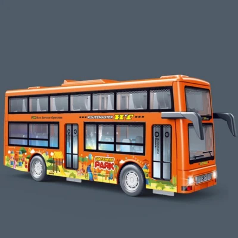Двухэтажный экскурсионный автобус модель игрушечные машинки с инерционным механизмом литые машинки с инерционным механизмом открывающие двери световые музыкальные игрушки для мальчиков