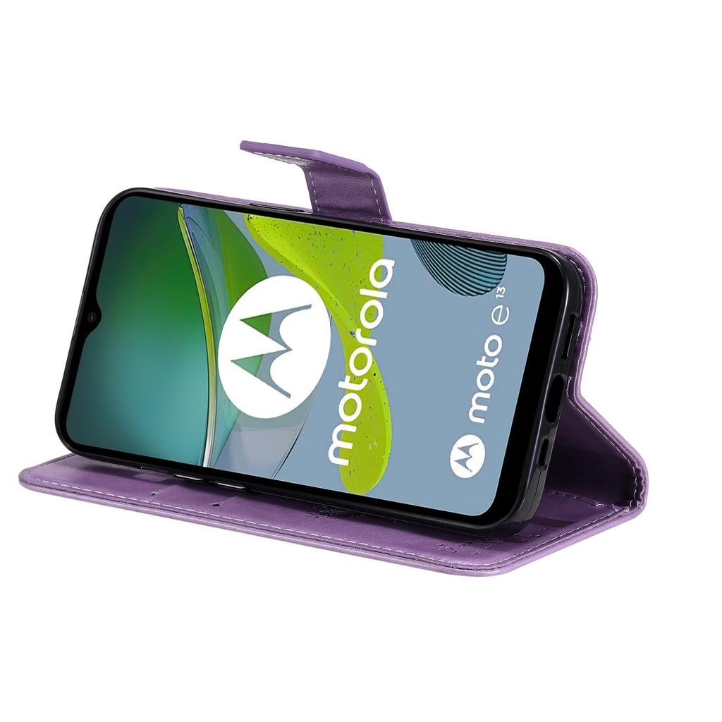 Чехол для телефона Motorola Moto E13 4G с подставкой, узор «Кошачье дерево», кожаный кошелек, мобильная накладка